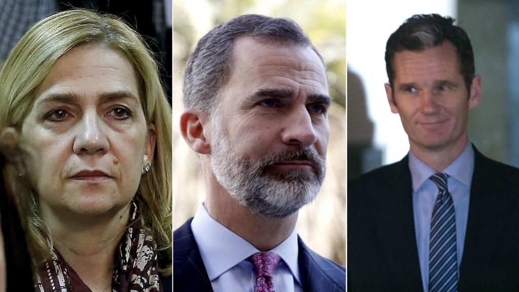 Cristina de Borbón, Felipe VI e Iñaki Urdangarin.