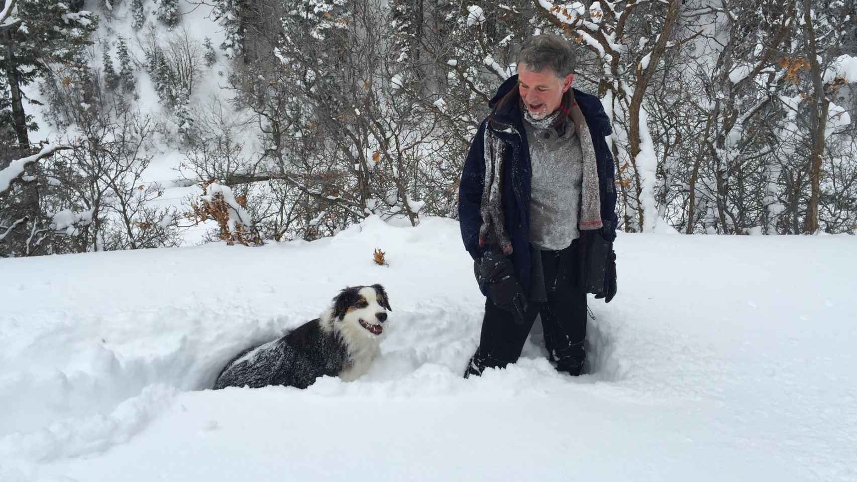 Reed con el perro de la familia, Meadow.