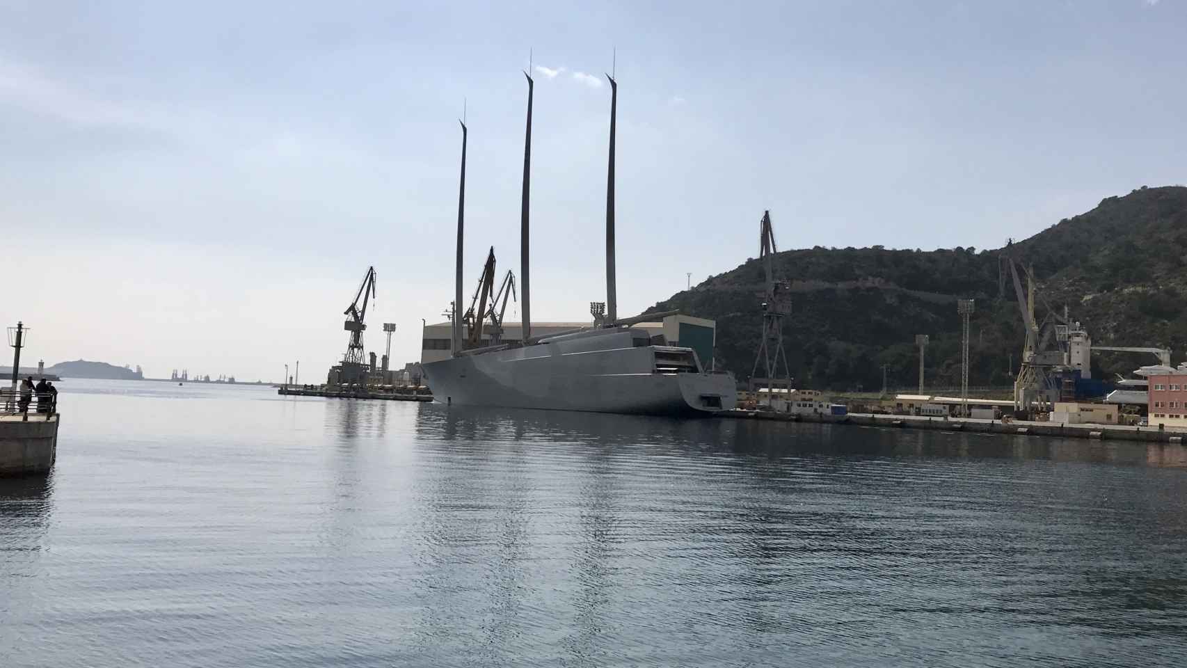 Imagen del lujoso velero atracado en Cartagena este fin de semana.