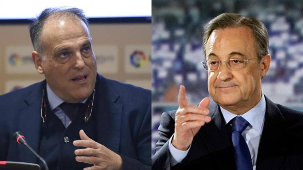 Javier Tebas (izquierda) y Florentino Pérez (derecha).