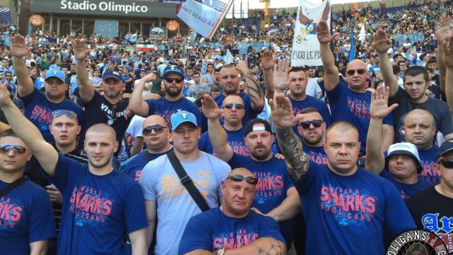 Ultras del Lazio en la grada del Olímpico de Roma.