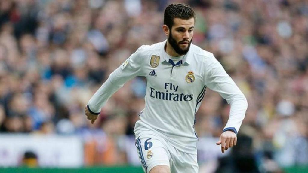 Nacho en uno de sus partidos con el Real Madrid