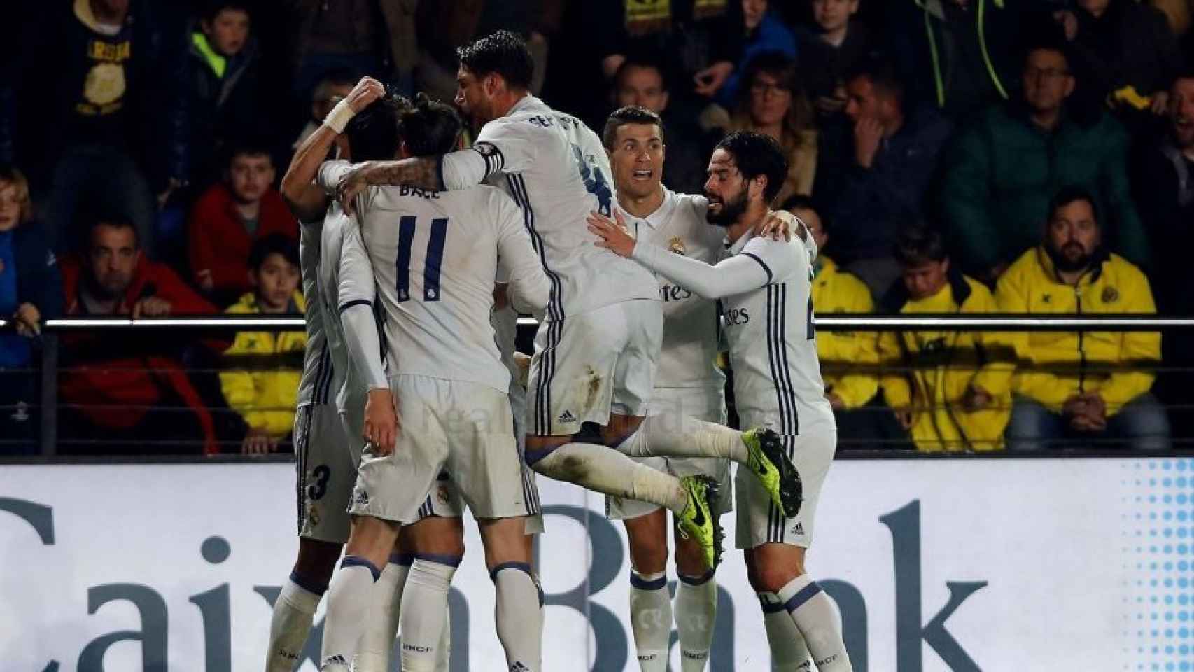 El Real Madrid celebra el gol de Morata