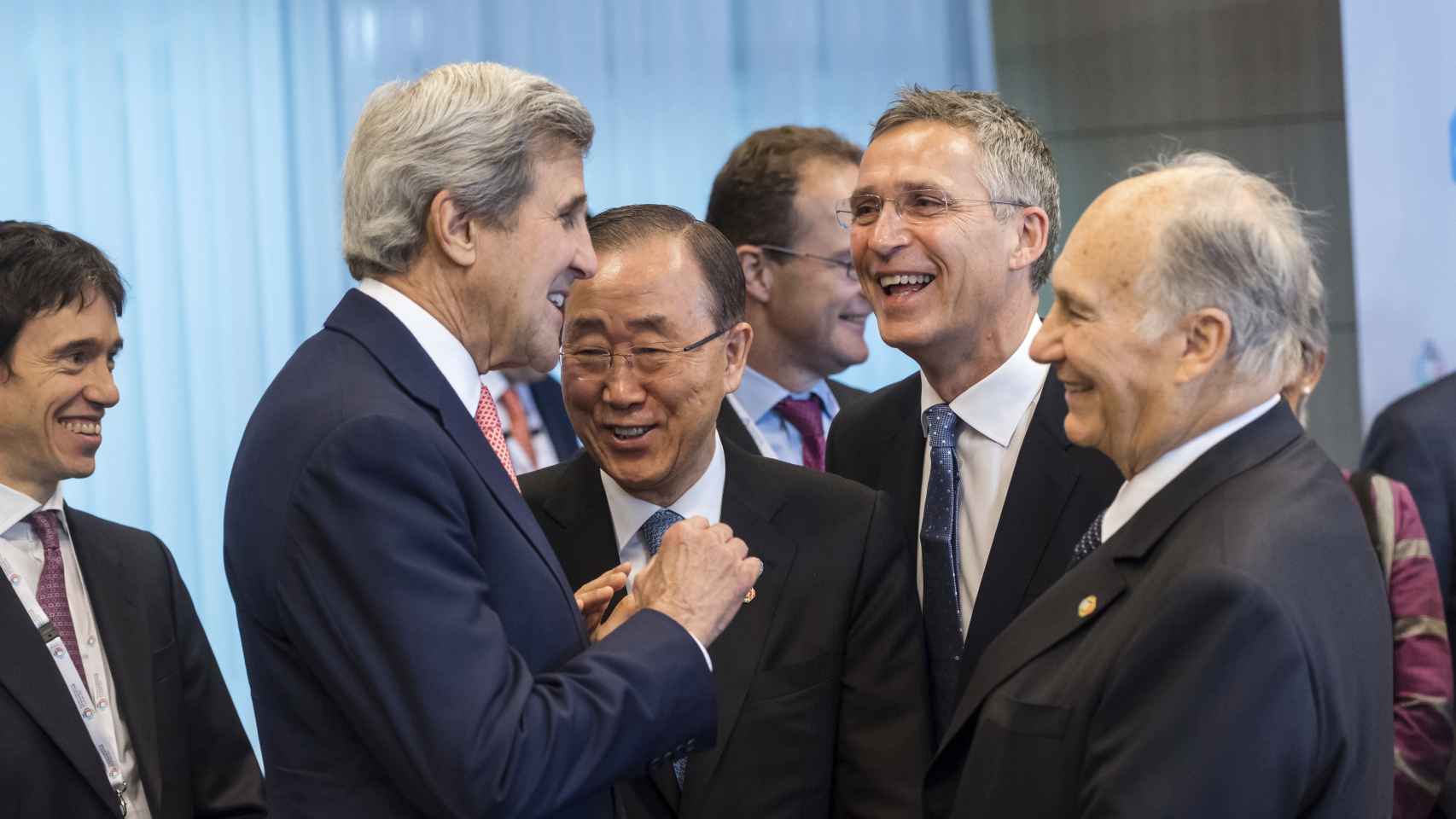 El Aga Khan IV con John Kerry y Ban Ki Moon