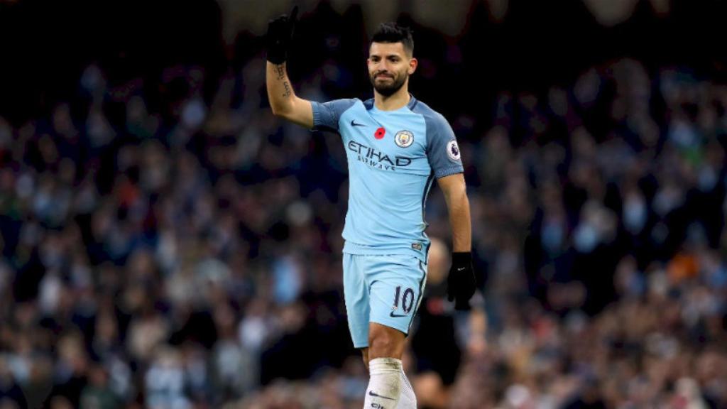 Agüero en un partido con el Manchester City. Foto: mancity.com