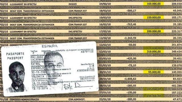 DNI de Rafael Pallardo y algunos de los movimientos bancarios de su cuenta.