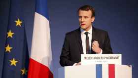 El candidato socioliberal, Emmanuel Macron, durante la presentación de su programa electoral.