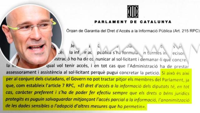 Fragmento del dictamen que afea a Romeva su falta de transparencia.