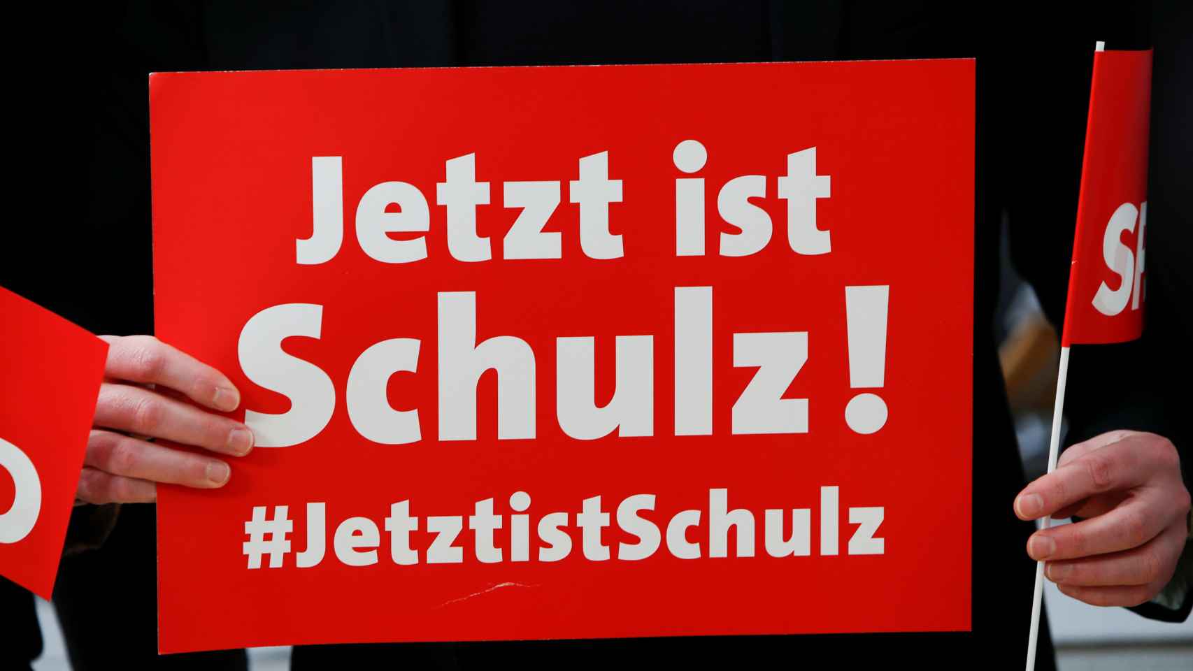 Un cartel, a favor a Schulz.