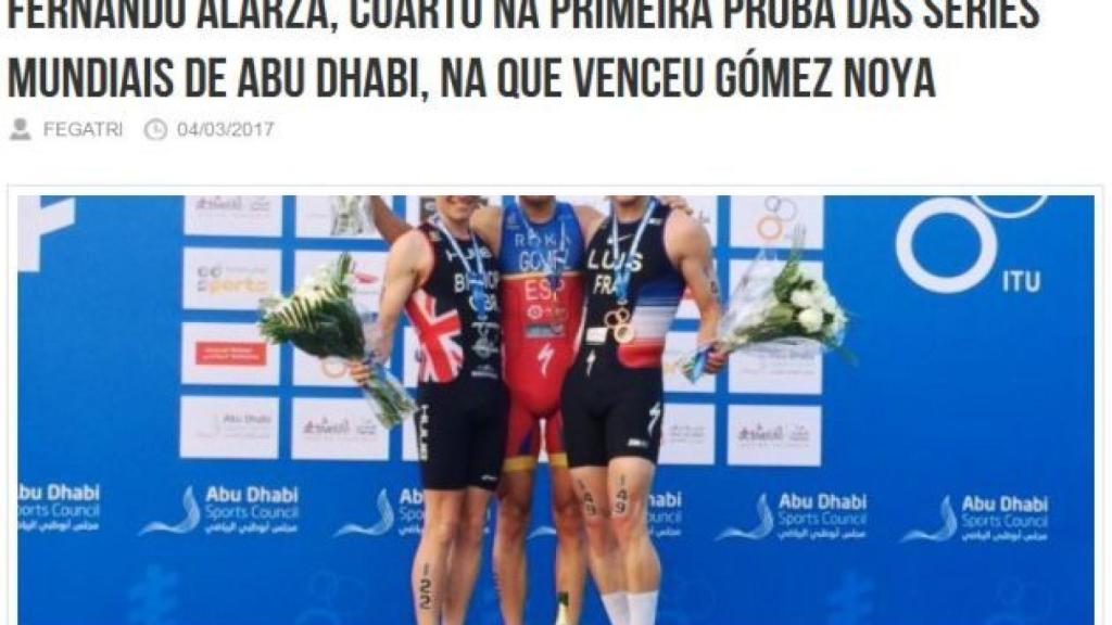 Captura de la página web de la Federación Gallega de Triatlón.