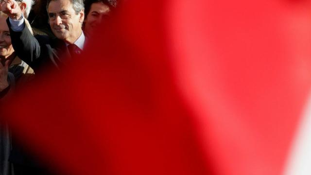 François Fillon en la plaza de Trocadero, en París.