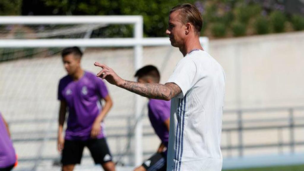 Guti, durante un entrenamiento con el Juvenil A