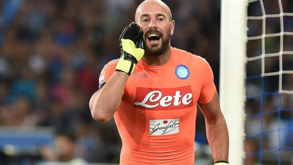 Pepe Reina en un partido con el Napoli. Foto: sscnapoli.it