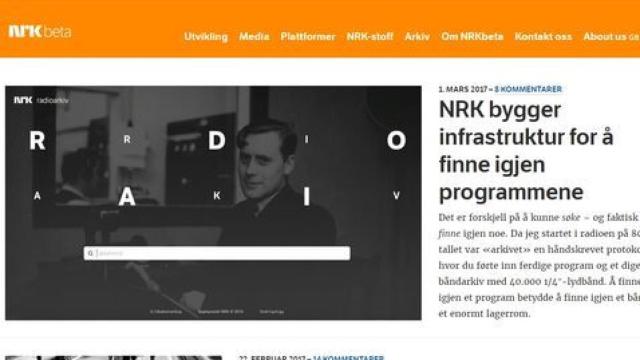 La 'home' de NRKbeta, el vertical de la cadena noruega NRK.