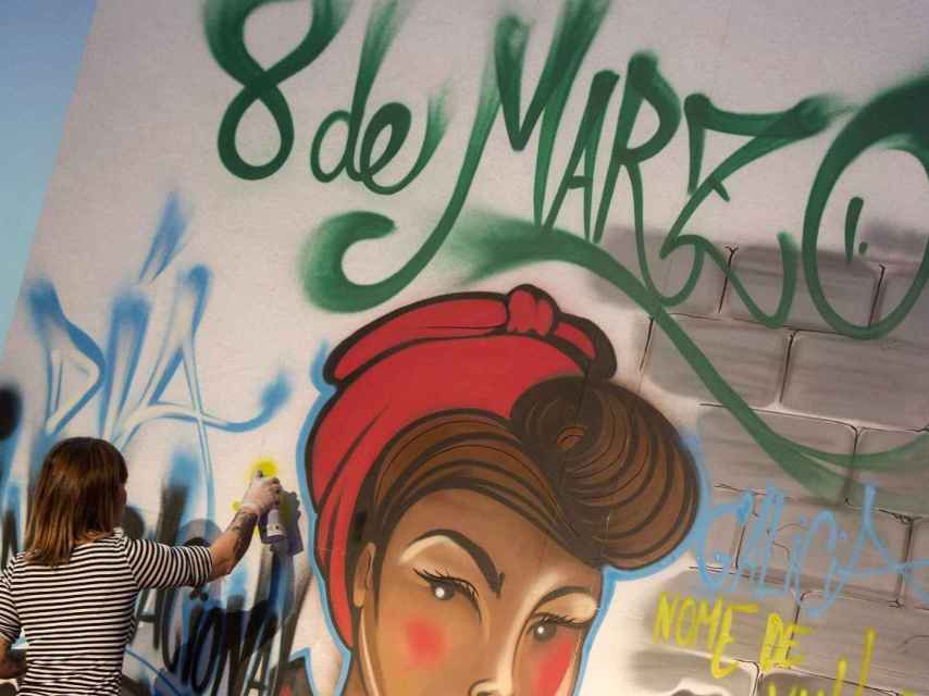 Pintada en un muro con motivo del día de la mujer trabajadora