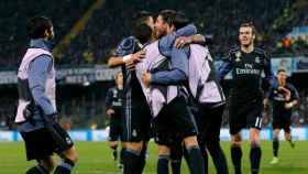 El Real Madrid celebra el gol de Ramos
