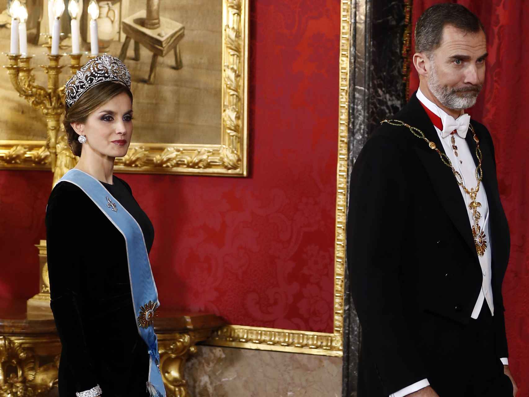Los reyes, en la cena de gala en honor al presidente argentino y su mujer, hace unos días.