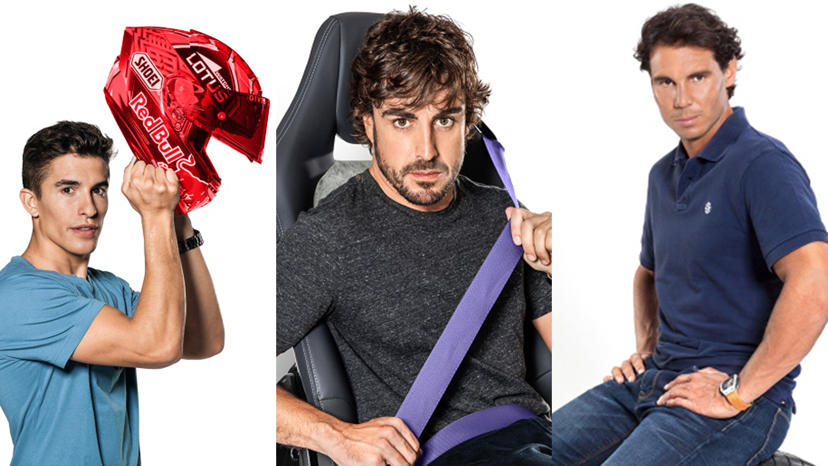 Fernando Alonso, Rafa Nadal y Marc Márquez, juntos para salvar vidas al volante.