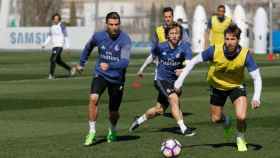Cristiano, Modric y Ramos entrenando
