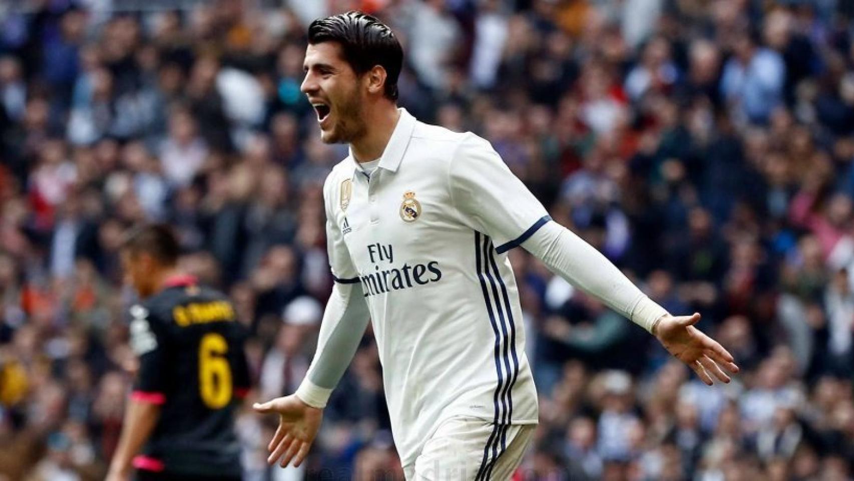 Morata celebra su gol frente al Espanyol