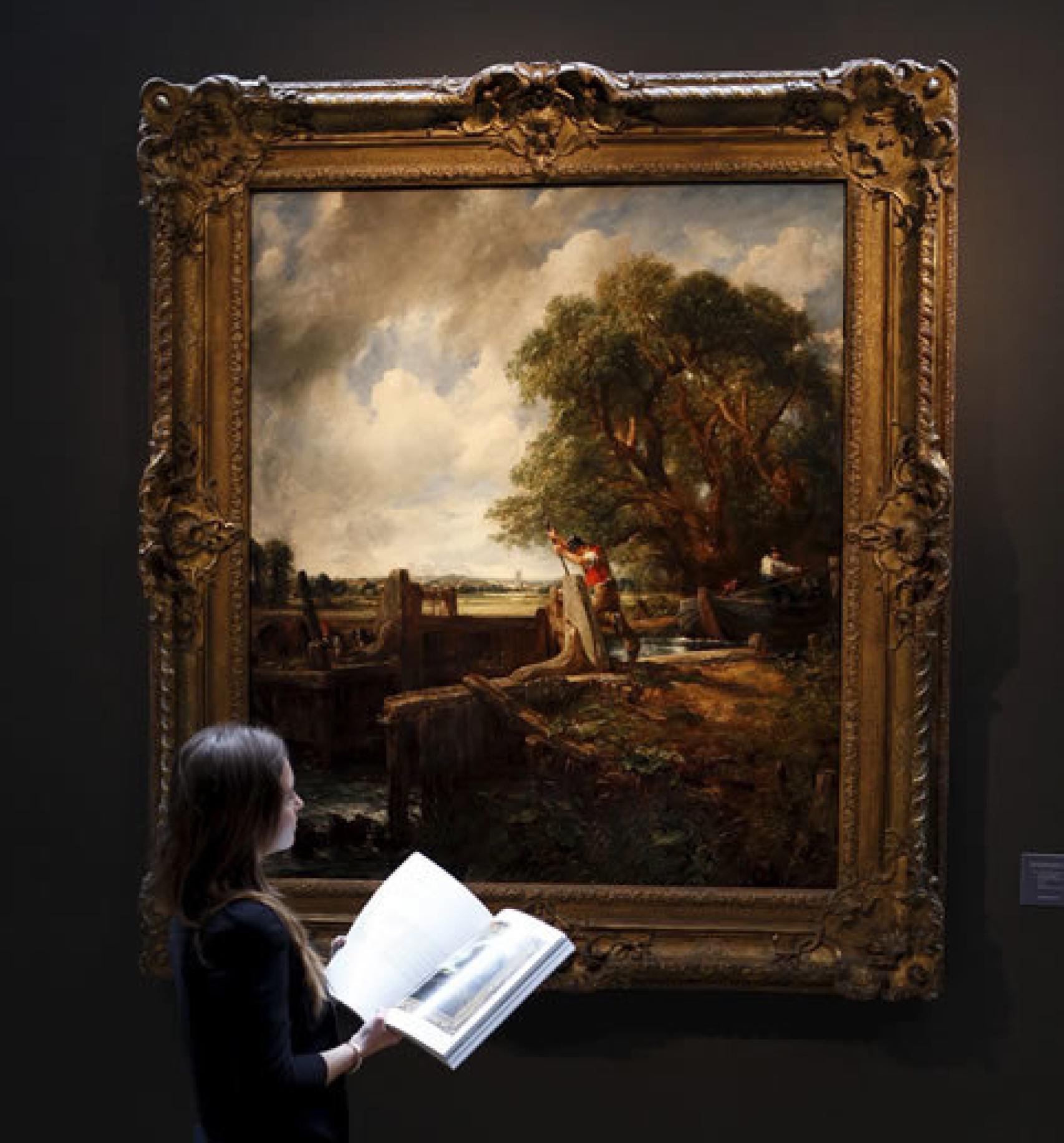 La obra de Constable, La esclusa, en la casa de subastas que la vendió, en 2012.