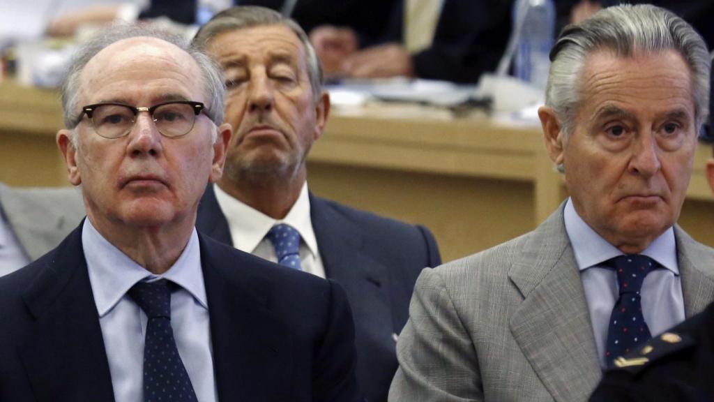 Rodrigo Rato y Miguel Blesa durante el juicio de las tarjetas black