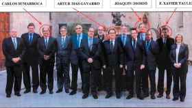 El entonces presidente de la Generalitat, Artur Mas, reunido con empresarios investigados.