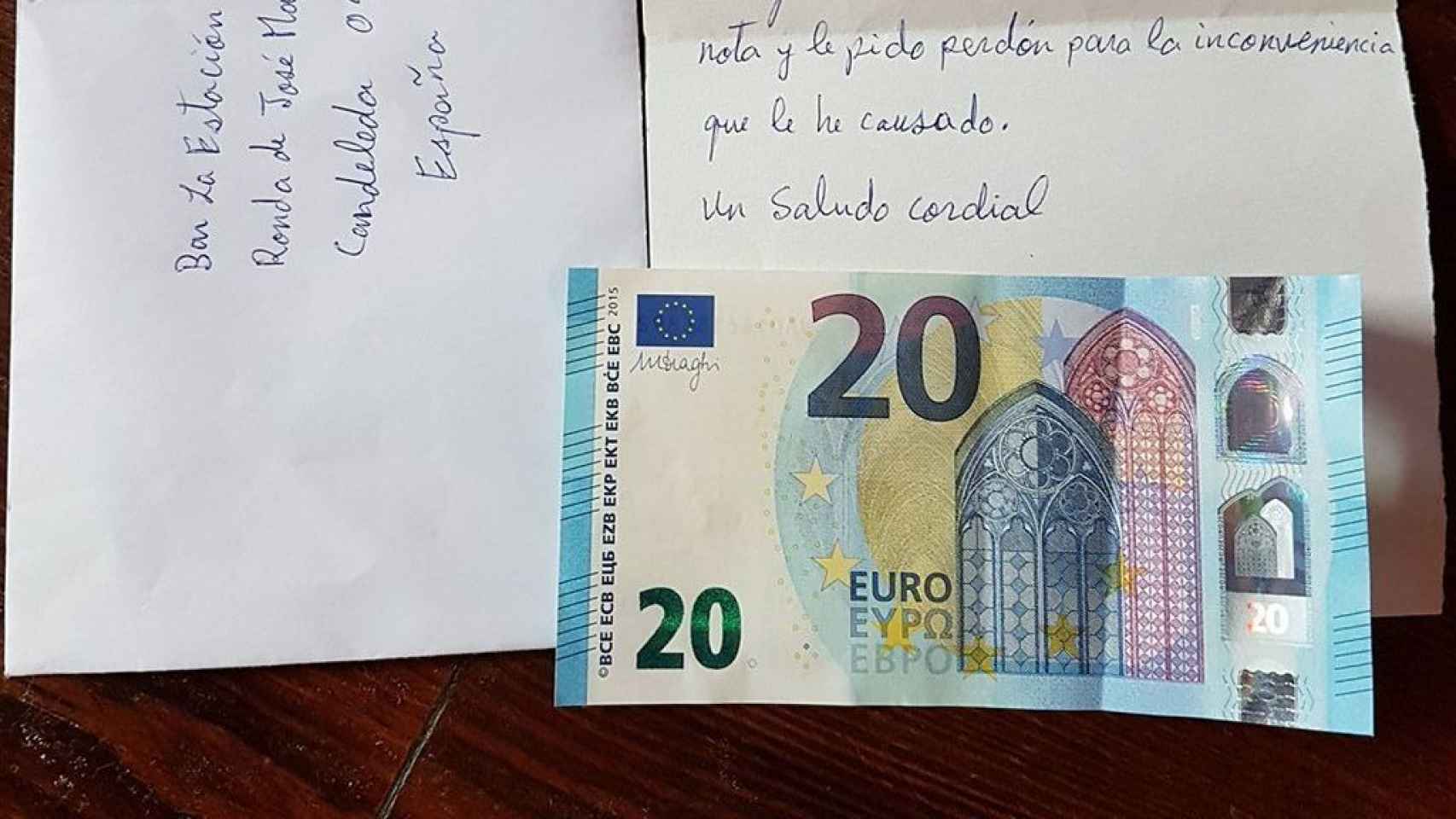 La carta que envió el cliente que se fue sin pagar al Bar La Estación de Candeleda (Ávila).