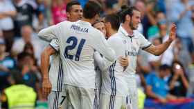 El Real Madrid celebrando un gol en Liga