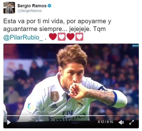 El romántico mensaje de Pilar Rubio a Ramos tras su dedicatoria