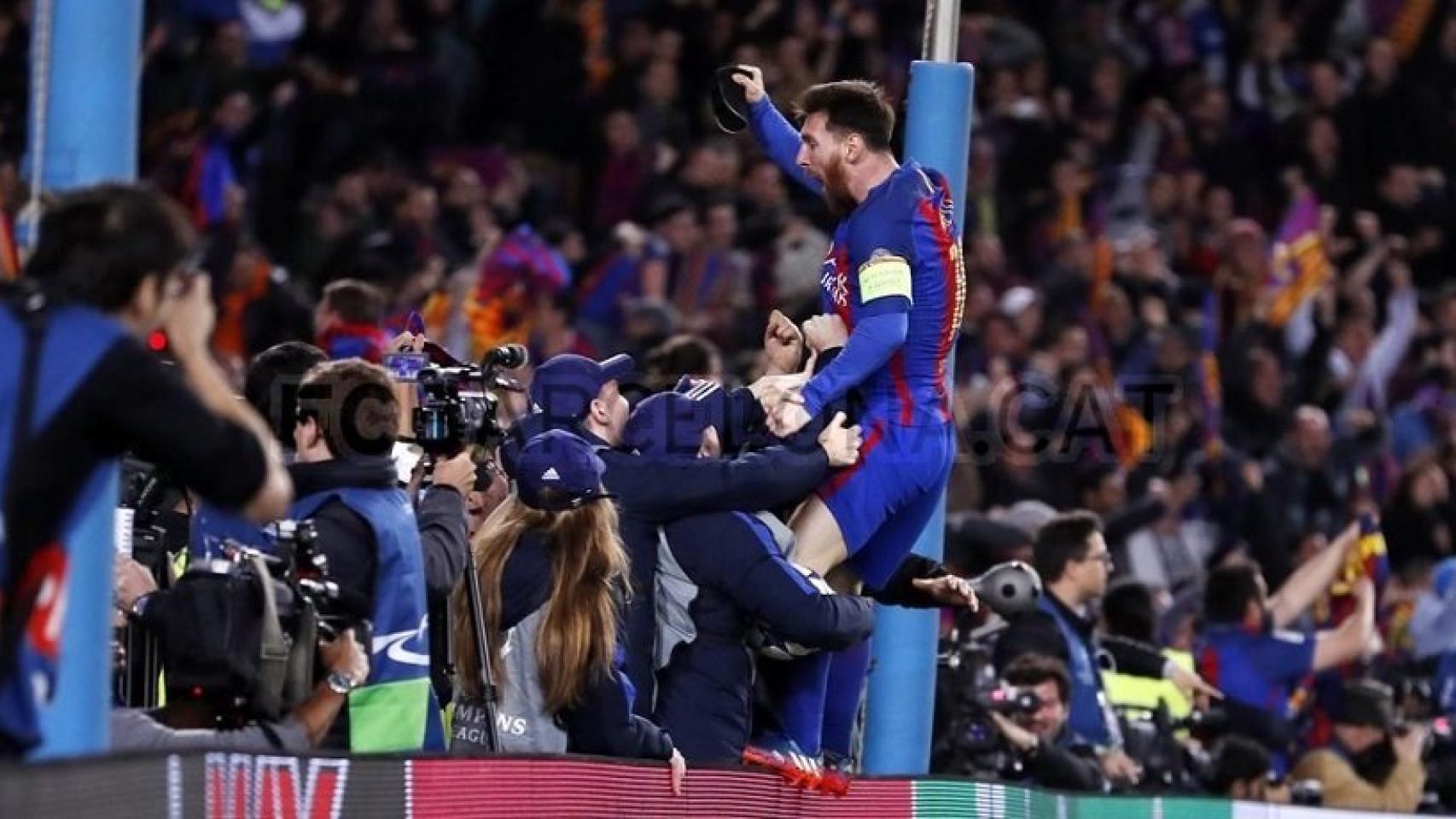 Messi celebrando la remontada. Foto: fcbarcelona.es