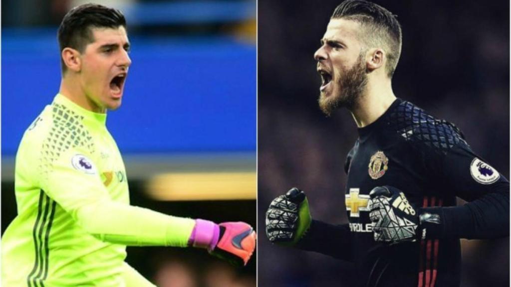 Thibaut Courtois y David De Gea. Fotos: chelseafc.com y manutd.com