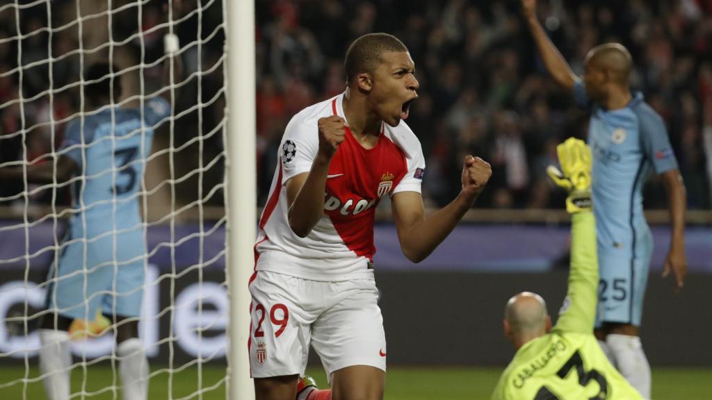 Mbappe celebra su gol ante el City.