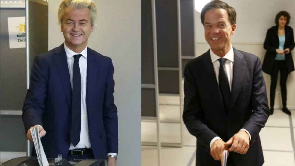 El ultraderechista Wilders (izquierda) y el primer ministro Mark Rutte, han votado en La Haya.