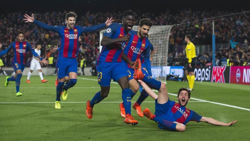 El Barça celebrando el pase a cuartos. Foto: fcbarcelona.es