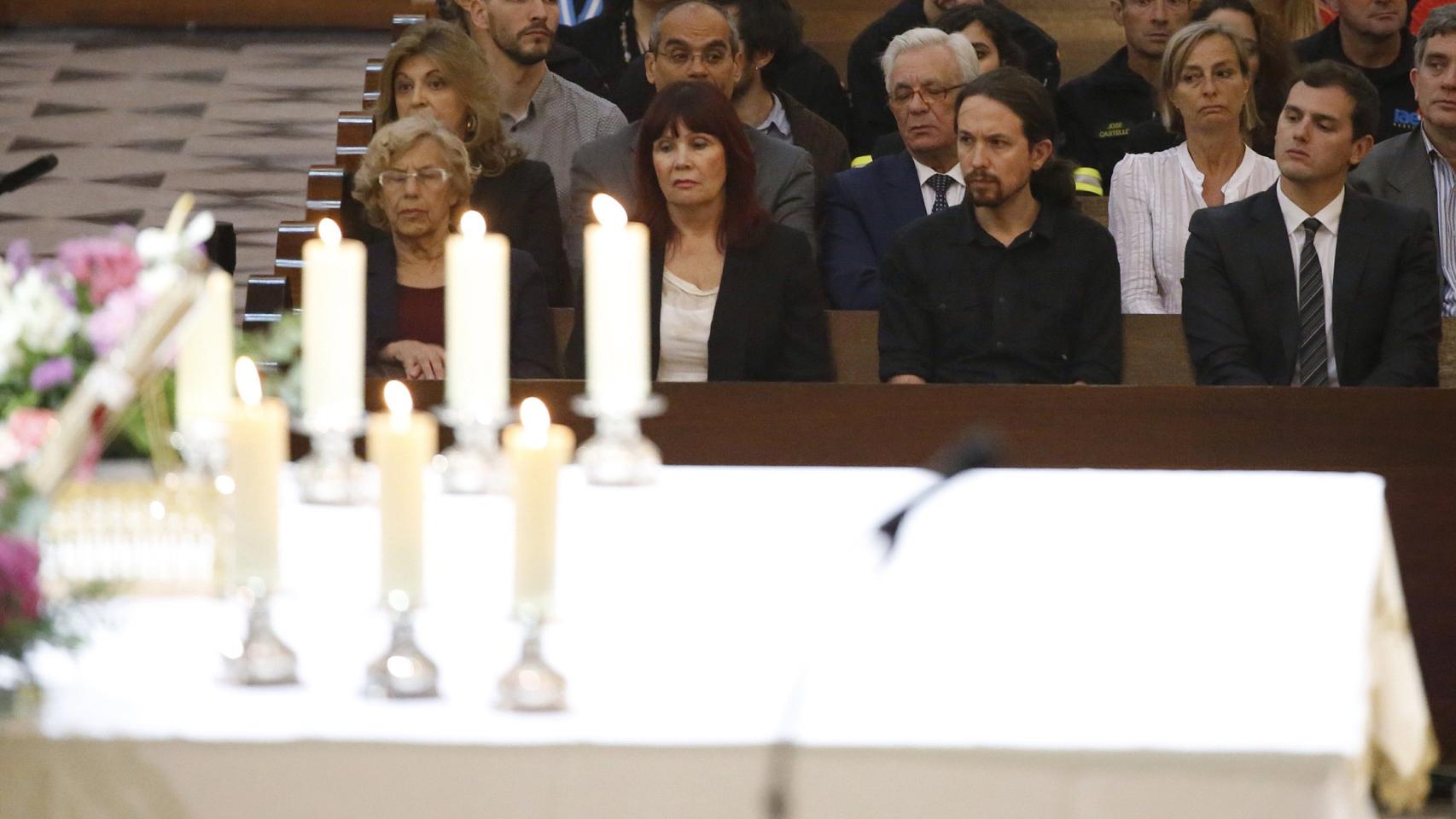 Pablo Iglesias, durante una misa en recuerdo a las víctimas del terrorismo.