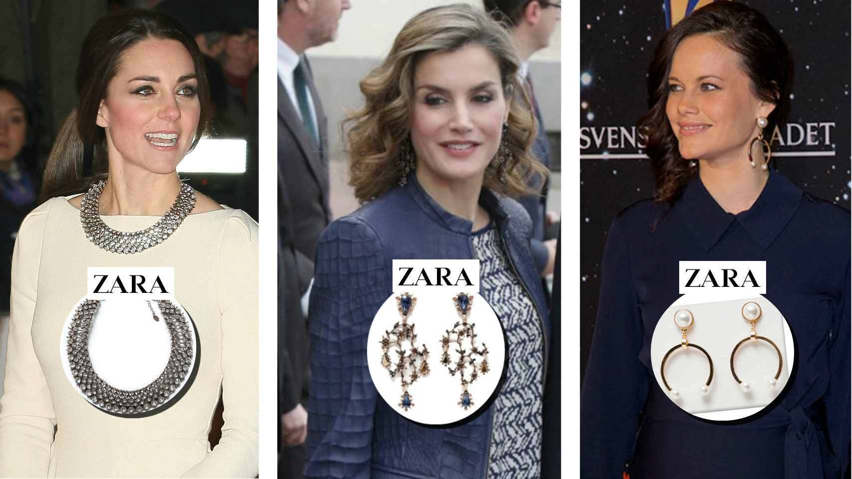 Kate Middleton, Letizia y Sofía de Suecia lucen pendientes de Zara.