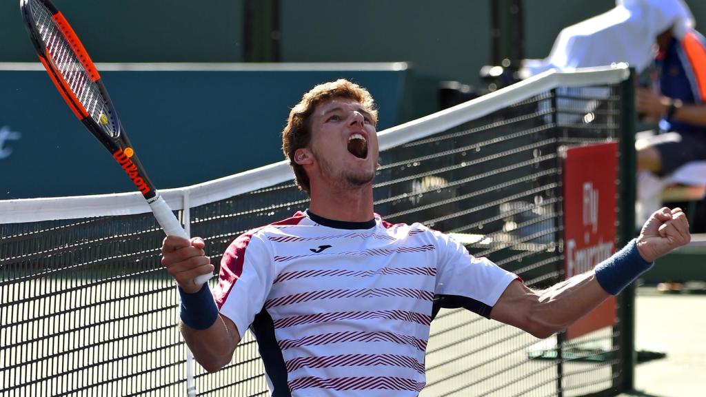 Pablo Carreño celebra el pase a semifinales de Indian Wells.