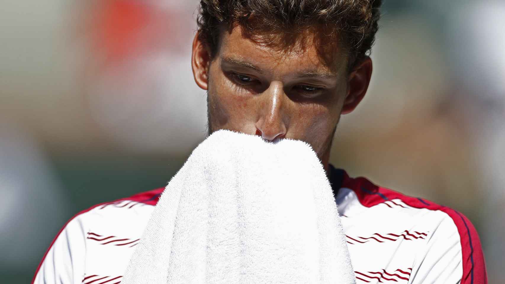 Carreño se lamenta durante la semifinal de Indian Wells.