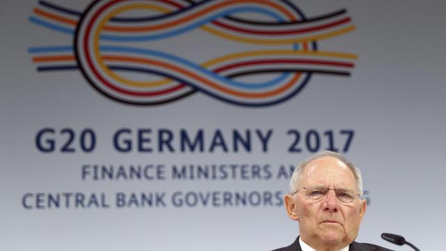 El ministro alemán de Finanzas Wolfgang Schaeuble durante la reunión del G-20 en Baden Baden.