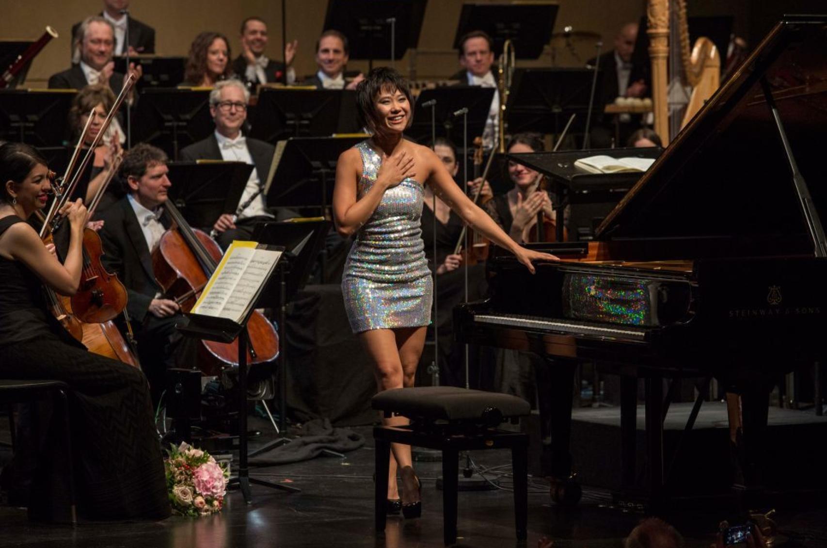 Yuja Wans tras interpretar Rhapsody in Blue, de Gershwin.