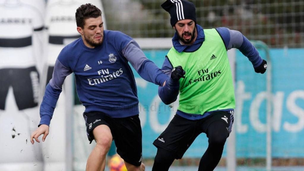 Isco y Kovacic, durante el entrenamiento