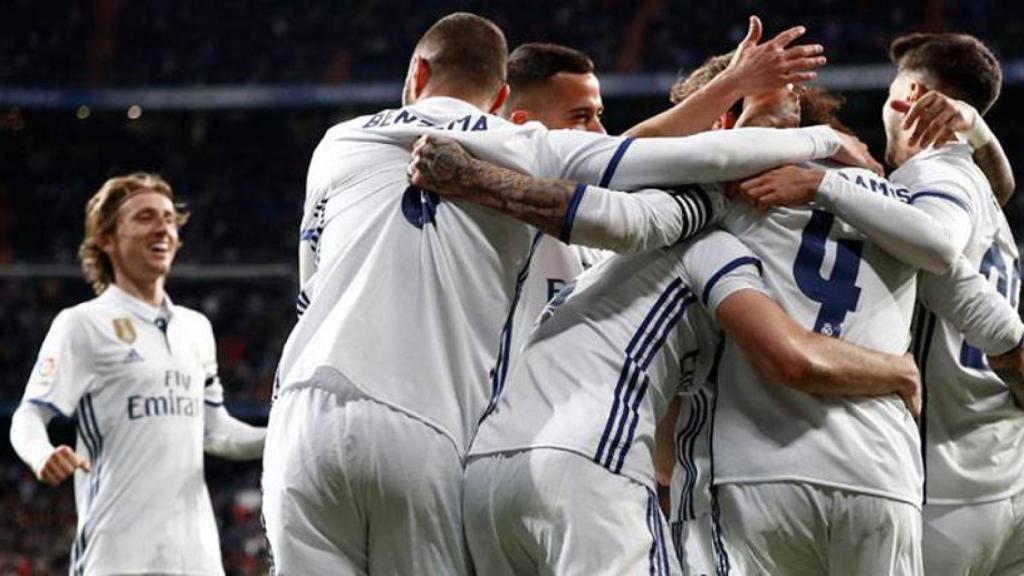 El Real Madrid celebrando un gol