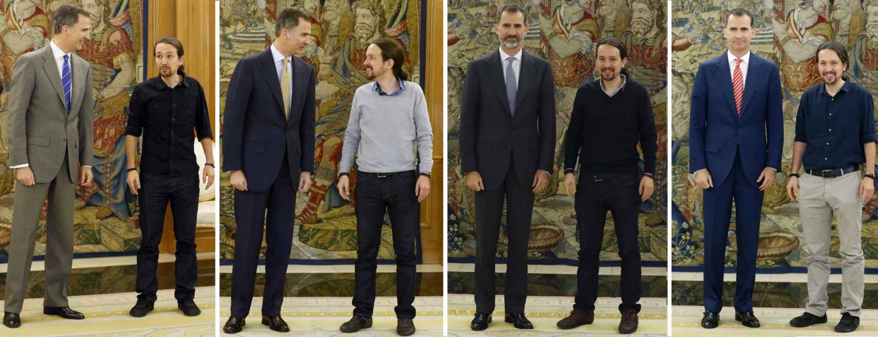 Pablo Iglesias no ha lucido chaqueta ni corbata en sus audiencias con el rey Felipe.
