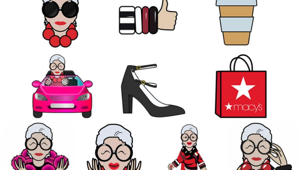 Los emoticonos creados para Iris Apfel. | Foto: Apple Store.