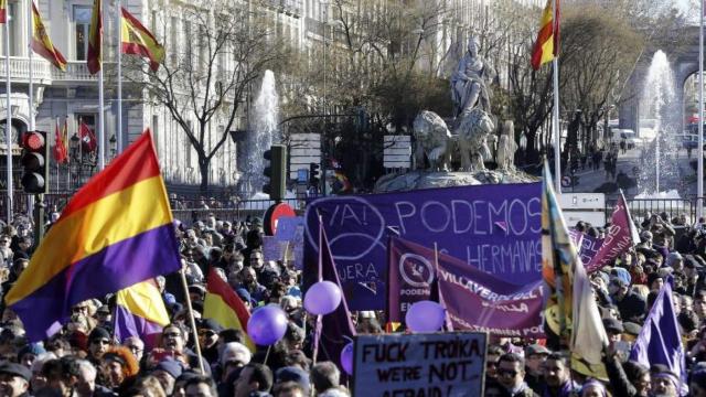 La plaza de Cibeles durante una manifestación reciente.