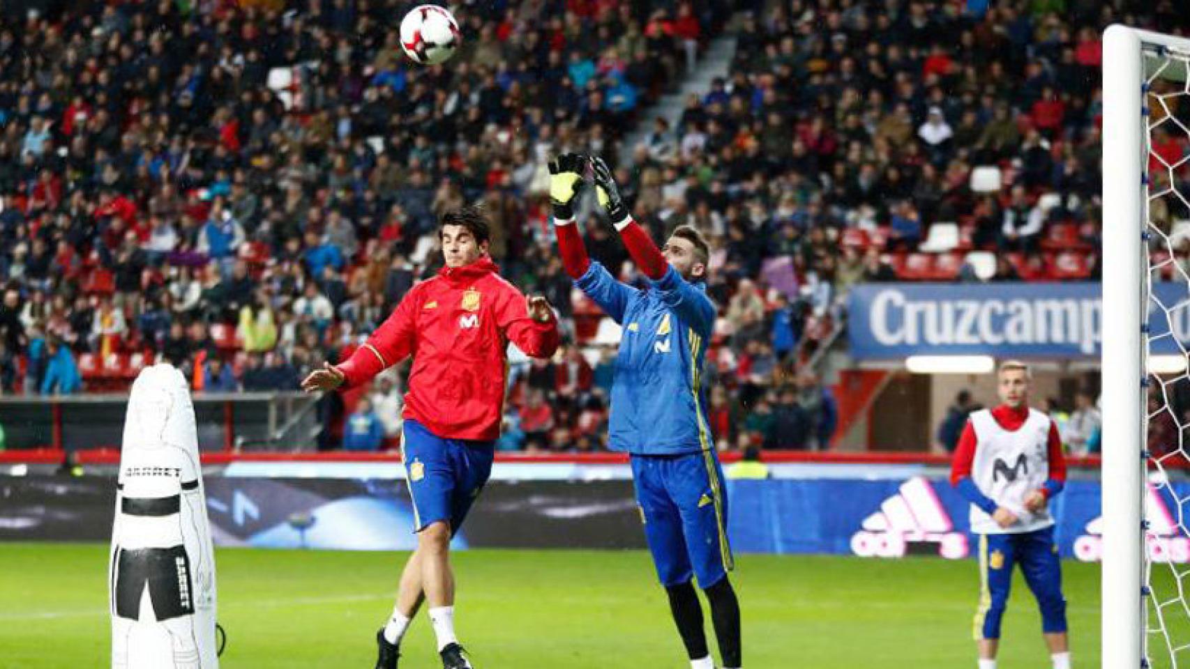 Morata en un entrenamiento con la Selección. Foto: sefutbol.com