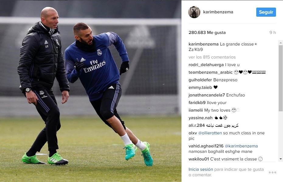 La complicidad de Benzema y Zidane llega a Instagram