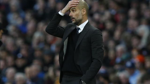 Pep Guardiola, durante un partido del Manchester City.