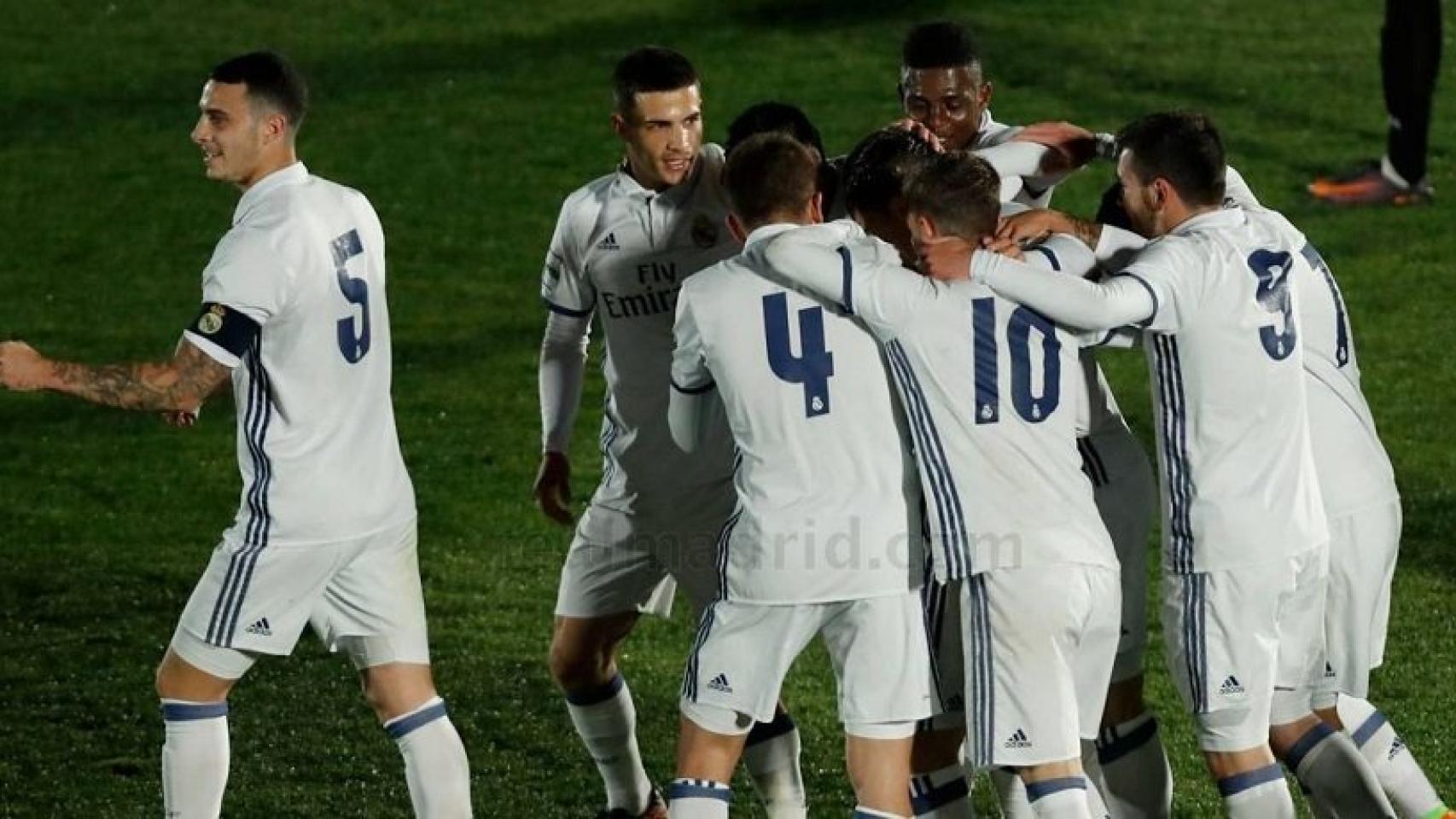 El Castilla celebrando un gol